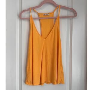 Free People Women Small Cami Top Ribbed Summer Orange Multicolor